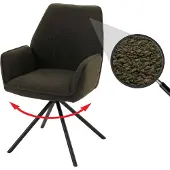 Mendler Esszimmerstuhl MCW-G67, Küchenstuhl Stuhl Armlehne, drehbar Auto-Position, Stoff/Textil Bouclé MVG olivgrün