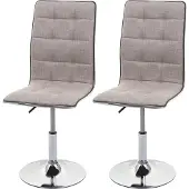 Mendler 2er-Set Esszimmerstuhl MCW-C41, Stuhl Küchenstuhl, höhenverstellbar drehbar, Stoff/Textil MVG creme-grau
