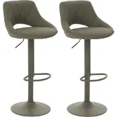 Mendler 2er-Set Barhocker HWC-N64, Barstuhl Tresenhocker, Fußablage drehbar, Kunstleder Metall ~ grün