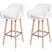 Mendler 2er-Set Barhocker Malmö T381, Barstuhl Tresenhocker Kunstleder, weiß