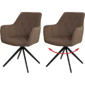 Mendler 2er-Set Esszimmerstuhl MCW-L80, Küchenstuhl Polsterstuhl Stuhl mit Armlehne, drehbar, Metall Stoff/Textil braun