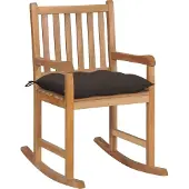 Syfax Schaukelstuhl mit Taupe Kissen Massivholz Teak