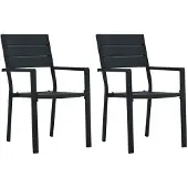 vidaXL Möbel Gartenstühle 2 Stk. Schwarz HDPE Holz-Optik - Gartenstühle 47885