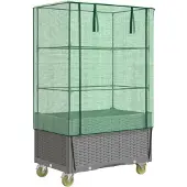 vidaXL Hochbeet mit Aufsatz und Rollen Rattan-Optik 80x50x182 cm
