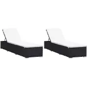 Syfax Sonnenliegen mit Auflage 2 Stk. Poly Rattan Schwarz
