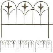 Relaxdays Beeteinfassung, 4er Set, Metall, HxB: je 28 x 38,5 cm, Beetumrandung für Garten, Zierzaun zum Stecken, bronze