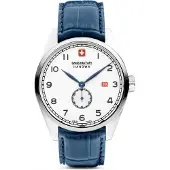 Swiss Military Quarzuhr "Lynx", blau (blau, silberfarben), HANOWA, Armbanduhren, Herren, silberfarben, Quarzuhr, Armbanduhr, Herrenuhr, Swiss Made, Lederarmband, analog