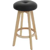 Mendler Barhocker Boras, Barstuhl Tresenhocker, Holz Kunstleder drehbar schwarz, helle Beine