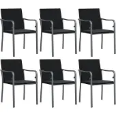 Syfax Gartenstühle mit Kissen 6 Stk. Schwarz 56x59x84 cm Poly Rattan