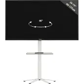 VCM TV Standfuß mit Fachboden 32-70 Zoll | VESA max. 600x400 bis 40 kg | Fernseh Ständer aus Alu | TV Bodenständer Maße ca. H. 100 x B. 61 x T. 61 cm | Fernsehstand Xila