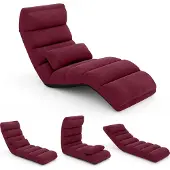 Costway Relaxliege klappbar, Bodenstuhl mit verstellbarer Rückenlehne & Schlaffunktion, Bodenliege, Bodensofa, Bodensessel, Rot