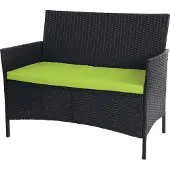 Mendler Poly-Rattan Gartenbank Hamar, Sitzbank Bank anthrazit, Kissen grün