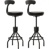 MCW 2er-Set Barhocker MCW-N22, Barstuhl, höhenverstellbar drehbar Fußablage, Industrial Stahl Kunstleder schwarz