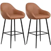 vidaXL Barhocker 2 Stk. Hellbraun Kunstleder