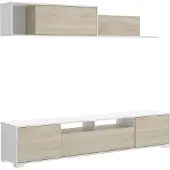 Dmora Wohnzimmerwand Gruf 200x41x180 cm Braun, 6 Regale, 7 Fächer