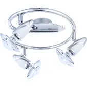 Globo Lighting Strahler Metall verchromt, weiß, Chromring, ø: 300mm, H: 175mm, exkl. 3x E14 R50 40W 230V