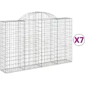 vidaXL Gabionen mit Hochbogen 7 Stk. 200x30x120/140cm Verzinktes Eisen