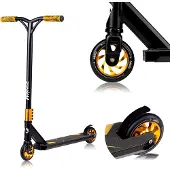 Lionelo Stunt Scooter Whizz Cityroller Kickscooter Kinderroller Tretroller Funscooter aus extrastarkem eloxiertem Aluminium, ABEC-9 - Schwarz Gelb