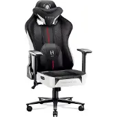 Diablo X-Player Gaming Stuhl Bürostuhl Schreibtischstuhl Stoff 3D Armlehnen Ergonomisches Design Nacken/- Lendenkissen Farbe: Weiß-Schwarz, Größe King