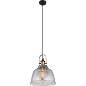 Globo Lighting Hängeleuchte Metall schwarz, Messing, Glas, Kabel PVC schwarz, Höhe kürzbar, ø: 300mm, H: 1200mm, exkl. 1x E27 60W 230V