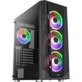 Aerocool Prism ARGB, Midi Tower, PC, Schwarz, ATX, micro ATX, Mini-ITX, ABS, SPCC, Rücken, Vorderseite