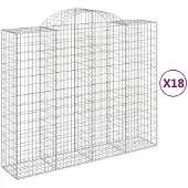 vidaXL Gabionen mit Hochbogen 18Stk. 200x50x160/180cm Verzinktes Eisen