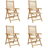 vidaXL Gartenstuhl Verstellbar 4 Stk. Beige Massivholz Akazie