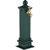 Relaxdays Standbrunnen antik, Wasserhahn, HBT: 47x14x18,5 cm, Wasserzapfsäule Garten, Terrasse, Zierbrunnen, dunkelgrün
