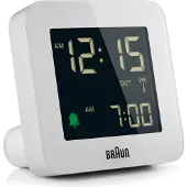 Braun digitaler Wecker I Schlummerfunktion I negatives LC-Display I Schnelleinstellfunktion I Crescendo-Alarm I Weiß I Modell BC09-DCF