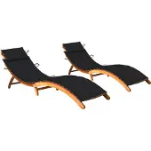 vidaXL 2024 Moderne Gartenliegen Sonnenliegen 2 Stk. mit Auflagen Massivholz Akazie 894672