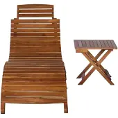 vidaXL Sonnenliege mit Tisch Massivholz Akazie Braun
