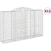 vidaXL Gabionen mit Hochbogen 11 Stk 300x50x180/200cm Verzinktes Eisen