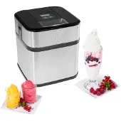 Princess 282605 Eismaschine, Kompressor Eismaschine, 1,5 l, 1 Becken, Schwarz, Edelstahl, 20 min, LCD