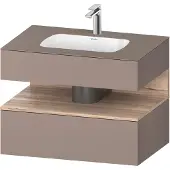 Duravit Collection One Einbauwaschtisch mit Konsolenwaschtischunterbau, 800x550x600mm, Nische Eiche Mamoriert, QA4785055430010, Farbe: Basalt Matt/mit Nischenbeleuchtung