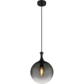 Globo Lighting Hängeleuchte Metall schwarz matt, Glaskugeln rauchfarben, Kabel PVC schwarz, Höhe kürzbar, ø: 250mm, H: 1410mm, exkl. 1x E27 LED 10W 230V