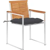 vidaXL Gartenstühle mit Kissen 2 Stk. Massivholz Akazie und Stahl