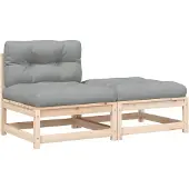 vidaXL Gartensofa ohne Armlehnen mit Kissen und Hocker