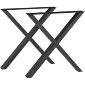 En.casa Tischgestell 2er Set ‘Greith’ für Esstisch Schreibtisch X-Form Stahl 72 x 69 cm Schwarz