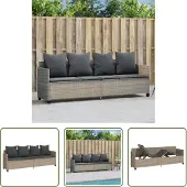 The Living Store Sonnenliege mit Kissen Hellgrau Poly Rattan