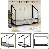 The Living Store Kinderbett Schwarz 80x200 cm Massivholz Kiefer