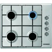 Heinner HBH‑S584I‑IX Einbau‑Gas‑Kochfeld 58 cm, 4 Gasbrenner, Emaille‑Pfannenträger, Edelstahl