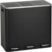 SVITA TM3X18 Treteimer 54 Liter 3x 18L schwarz Abfalleimer Mülleimer Mülltrennung Stahl