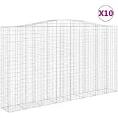 vidaXL Gabionen mit Hochbogen 10Stk. 400x50x220/240cm Verzinktes Eisen