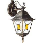 Brilliant klassische Außenwandleuchte JANEL | schwarz/gold | hängende Wandlampe | mit geeignetem Leuchtmittel dimmbar | 1x E27 Fassung max. 60W | Metall/Glas | IP44