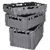 BURI Stapelbare, stoßfeste Eurofleischkiste E1 aus HDPE, grau, 40x60x12,5cm