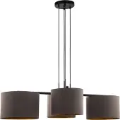 Eglo Hängelampe Honduras, Pendelleuchte Esstisch, Deckenlampe hängend, Stahl in schwarz, Textil in cappuccino, gold, E27 Fassung