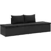 Syfax Sonnenliege mit Auflage Poly Rattan Schwarz