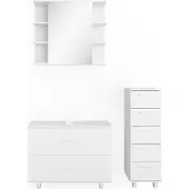 Vicco Badmöbel-Set Ilias Weiß 3 Teile, mit Unterschrank 80 cm, Model 34646