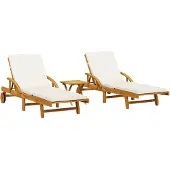 Syfax Sonnenliegen 2 Stk. mit Tisch Massivholz Akazie
