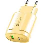 EKO , Netzladegerät 20W USB Quickcharge 3.0 / Power Delivery USB Typ-C, Gelb